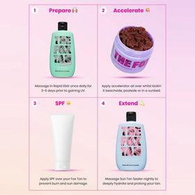 THE FOX TAN 150mL held in hand for size and travel-friendly convenience