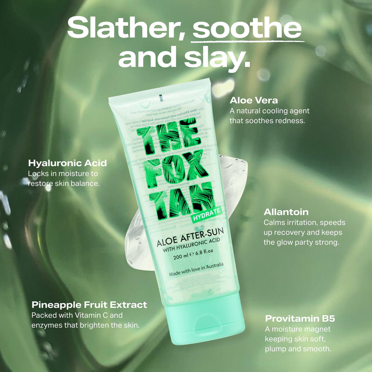 The Fox Tan 200mL tube beside a hand for size comparison and easy portability