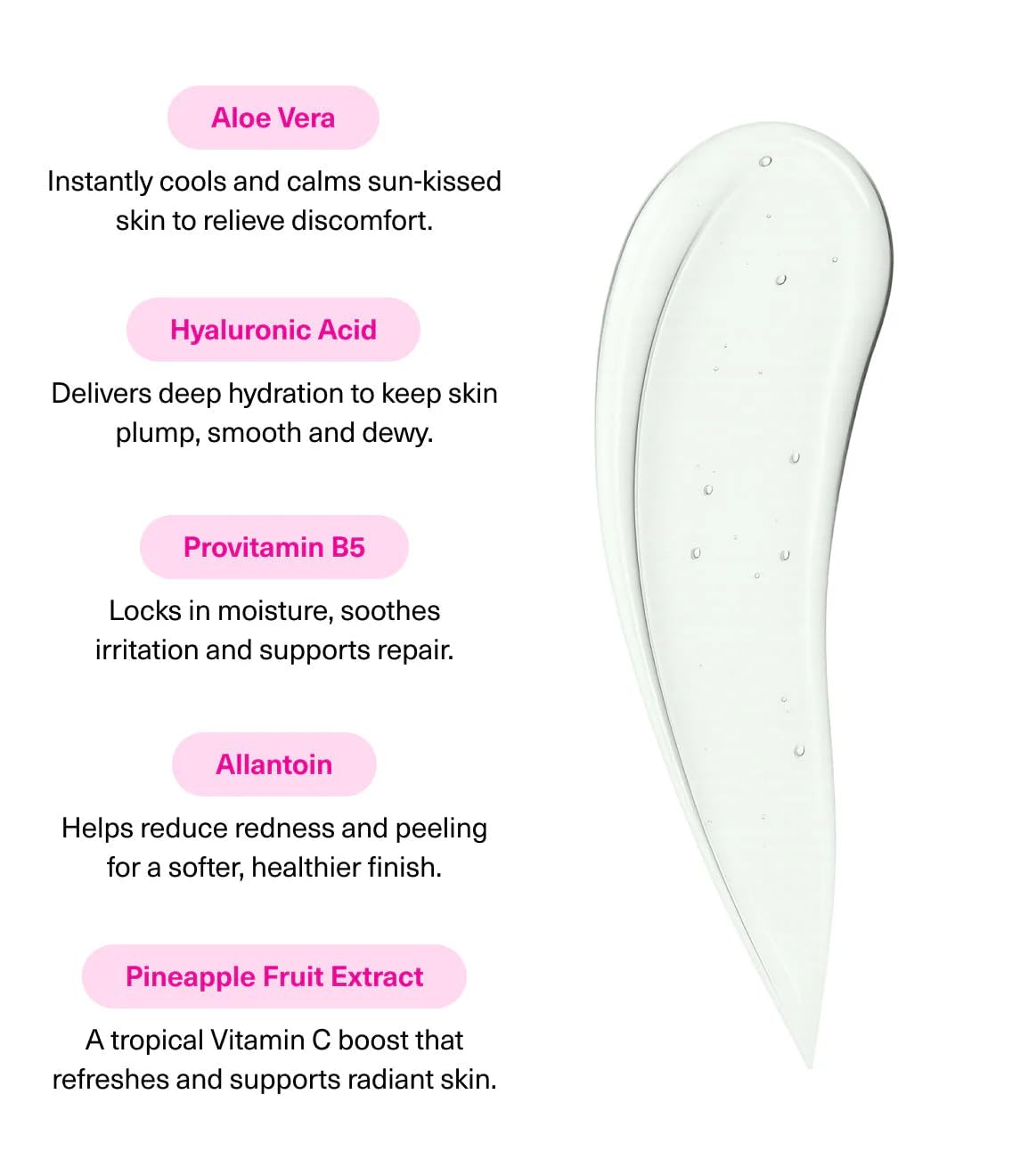 The Fox Tan gel texture close-up highlighting lightweight cooling hydration