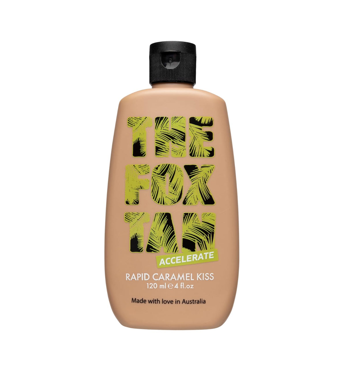 THE FOX TAN front packaging showing 120 mL bottle and instant tint benefit