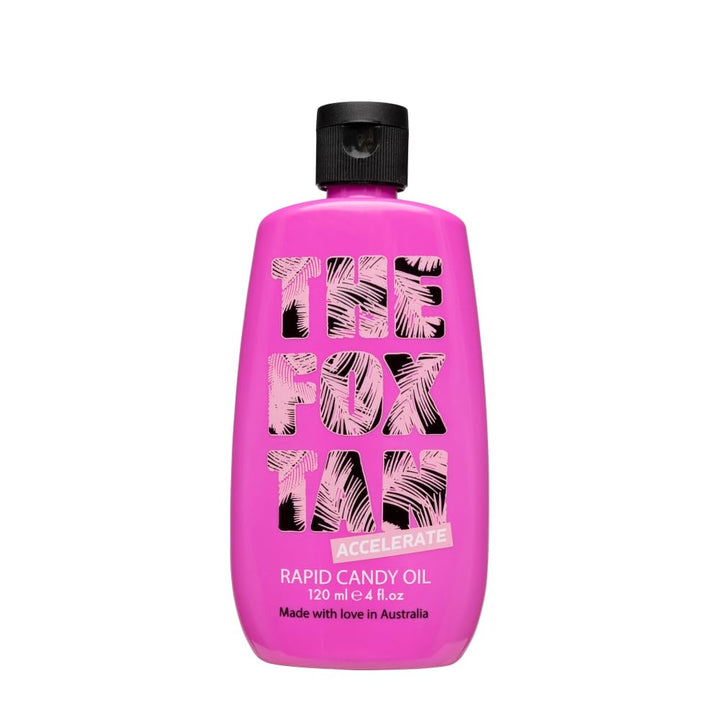 THE FOX TAN bottle front packaging showing product and benefits