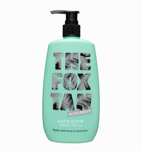 THE FOX TAN bottle front view showing label and 300mL size benefit
