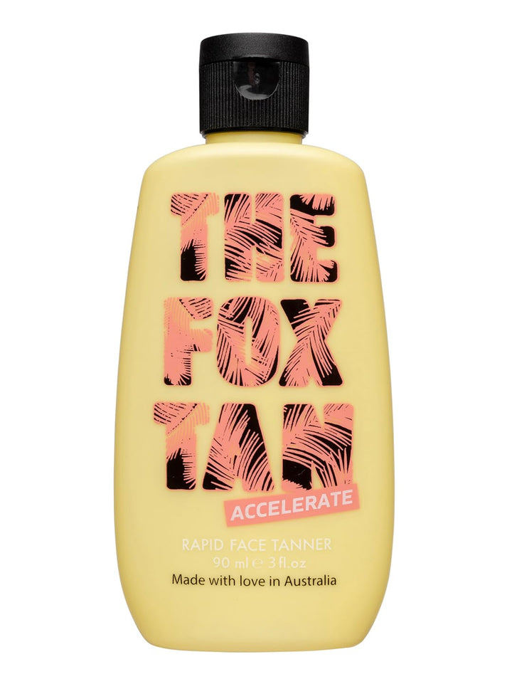THE FOX TAN front packaging showing product label and benefits