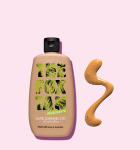 THE FOX TAN texture close-up demonstrating fast-absorbing, non-greasy finish