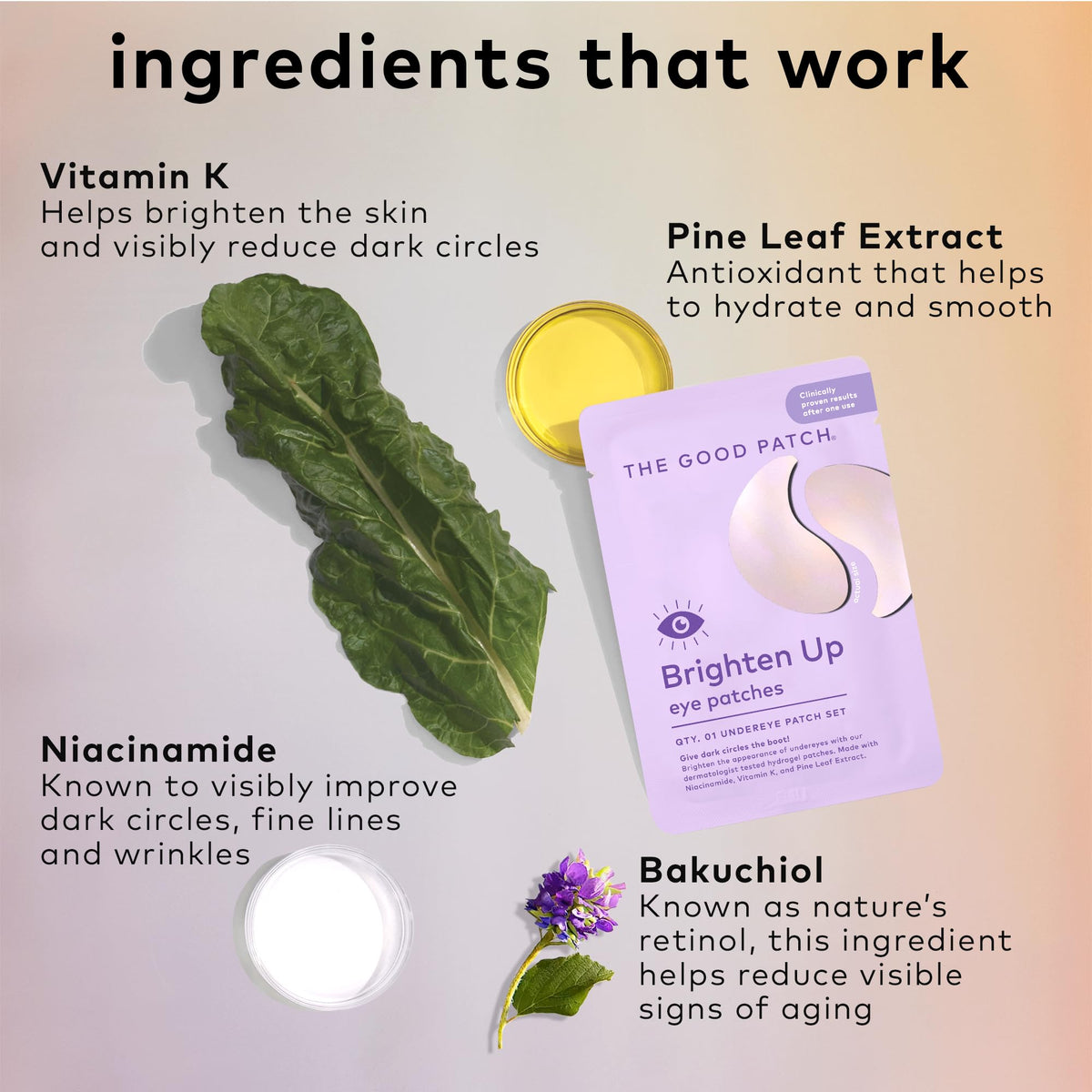 The Good Patch applied under eye demonstrating instant de-puffing benefit