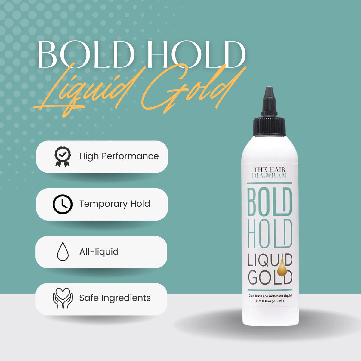 The Hair Diagram back label highlighting ingredients and skin-friendly benefit