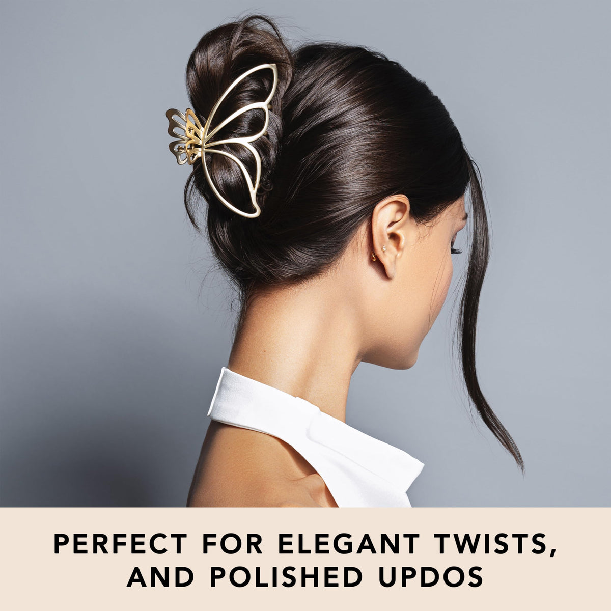 The Hair Edit clip securing a large bun demonstrates strong hold for thick hair benefit
