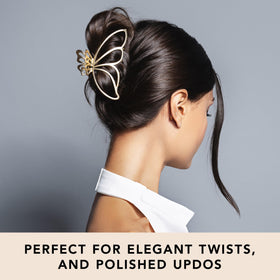 The Hair Edit clip securing a large bun demonstrates strong hold for thick hair benefit