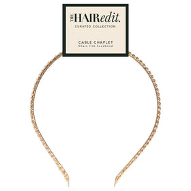 The Hair Edit gold chain headband front view adds refined shine