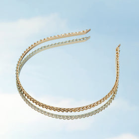 The Hair Edit headband in evening outfit adds subtle polished accent