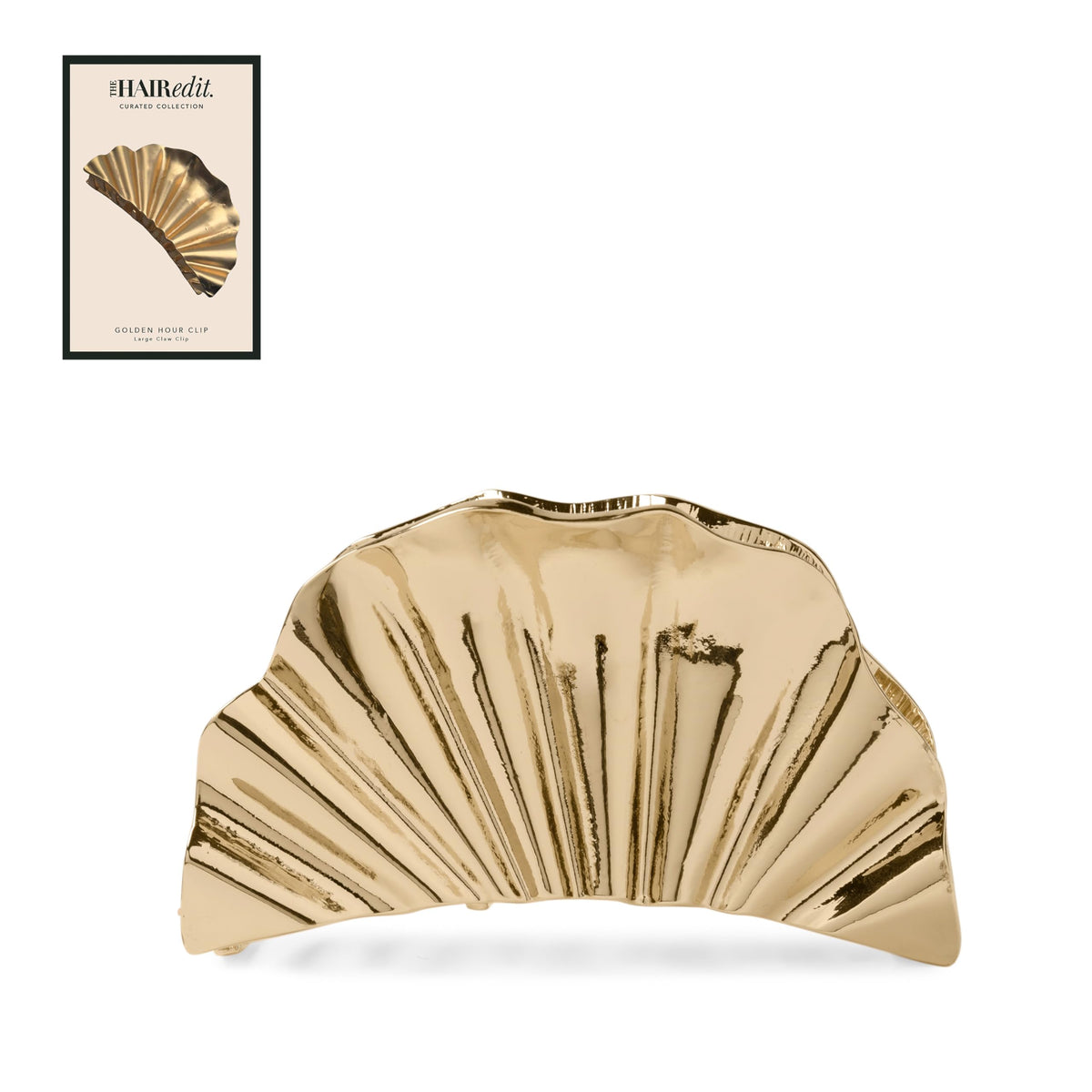 The Hair Edit golden hour front view showing elegant gold finish and secure hold