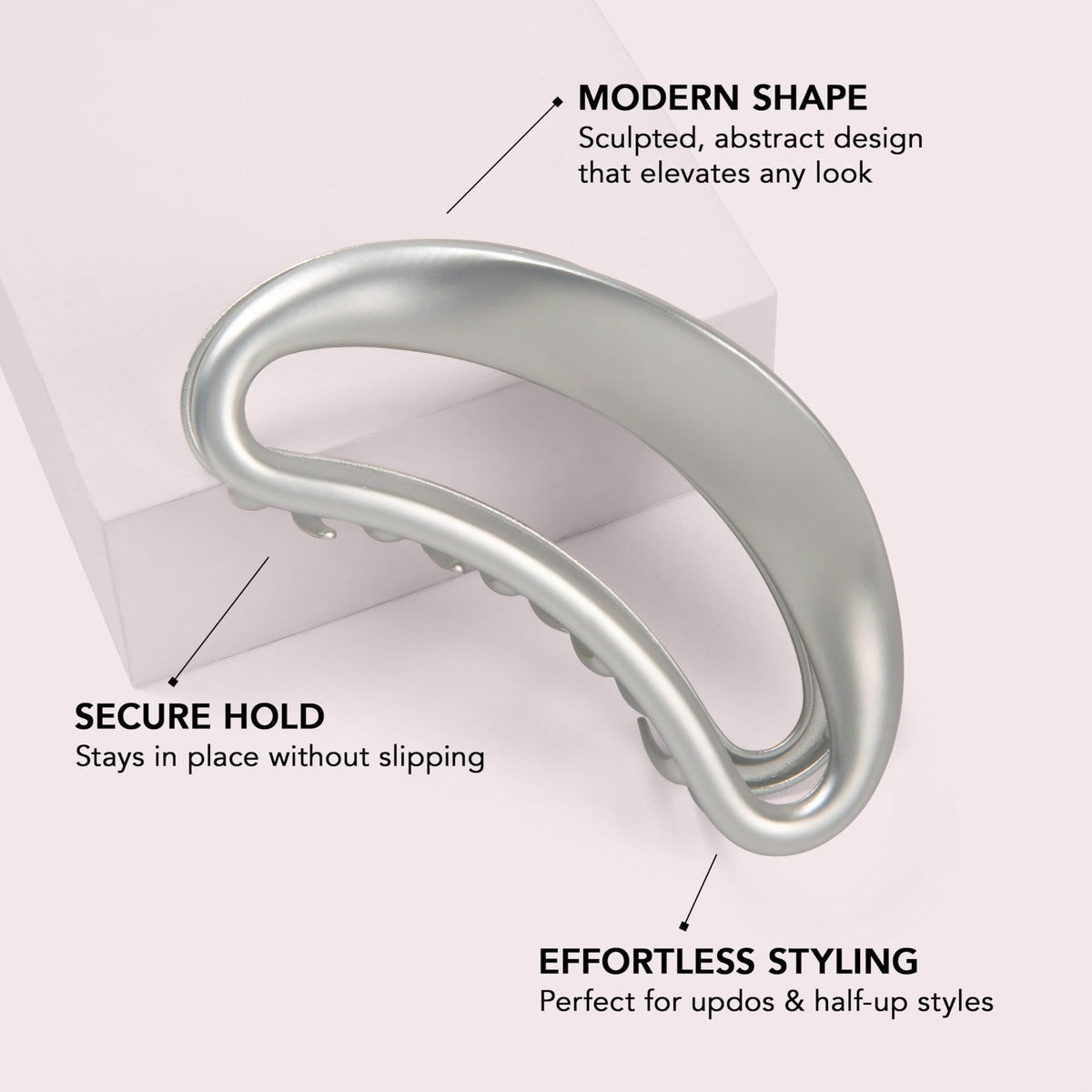 The Hair Edit side profile showing matte silver finish and refined look benefit