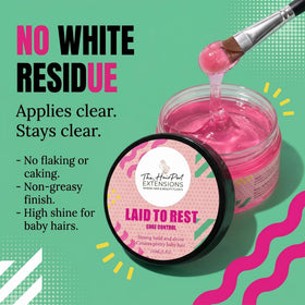 The Hairport gel applied to baby hairs for sleek edges and frizz control
