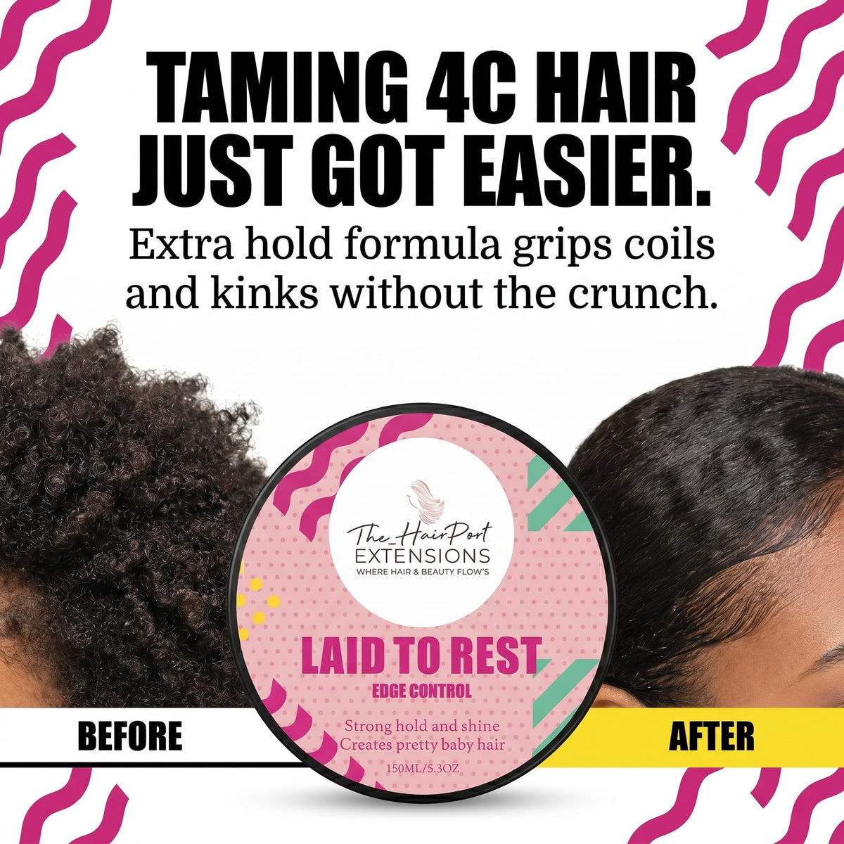 The Hairport gel used during braiding to shape parts and smooth sections