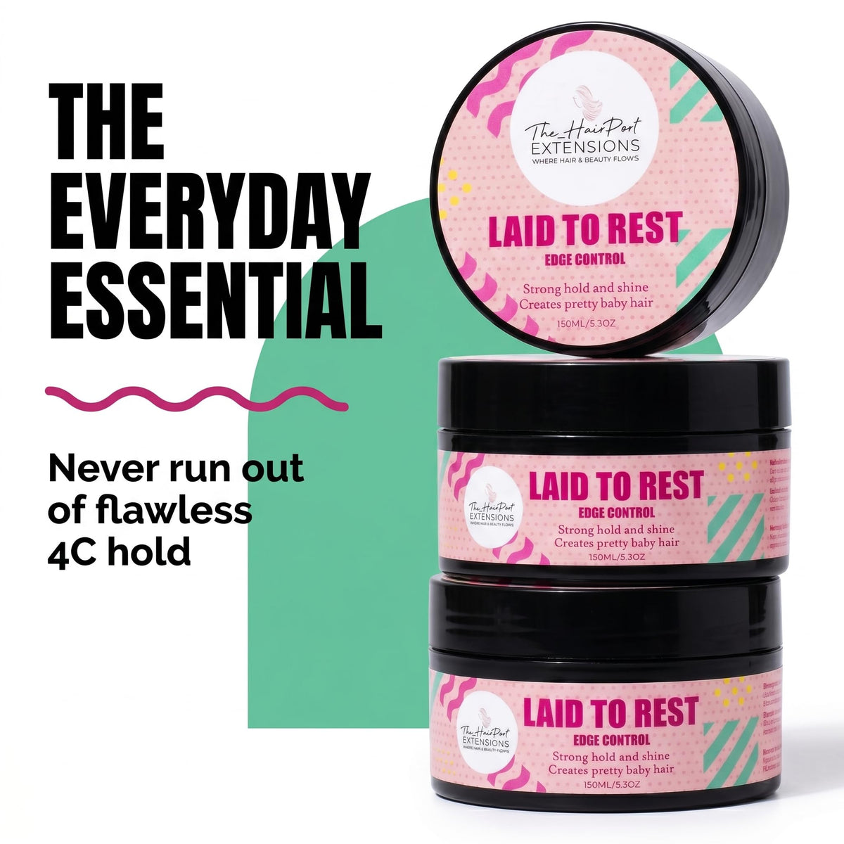 The Hairport gel in a styled ponytail demonstrating long-lasting sleek hold