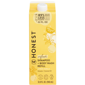 The Honest Company front carton packaging showing refill label and scent benefits