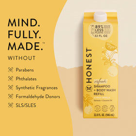 The Honest Company ingredients label close-up showing naturally derived benefits