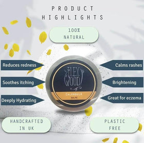 The Ilex Wood calendula jar and petals highlighting botanical infusion benefit