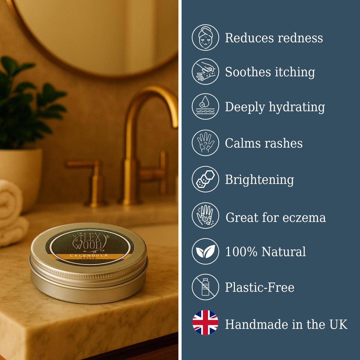 The Ilex Wood open tin showing creamy salve texture for easy application