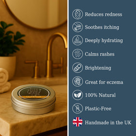 The Ilex Wood open tin showing creamy salve texture for easy application