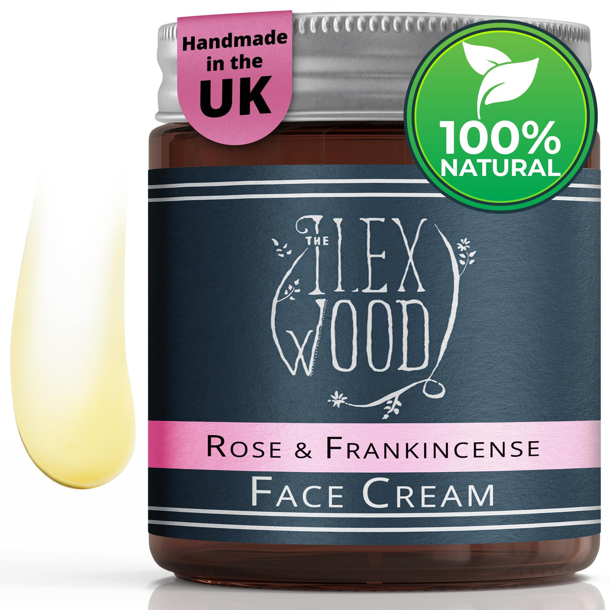 The Ilex Wood applied to hand demonstrating absorbent, non-greasy finish benefit