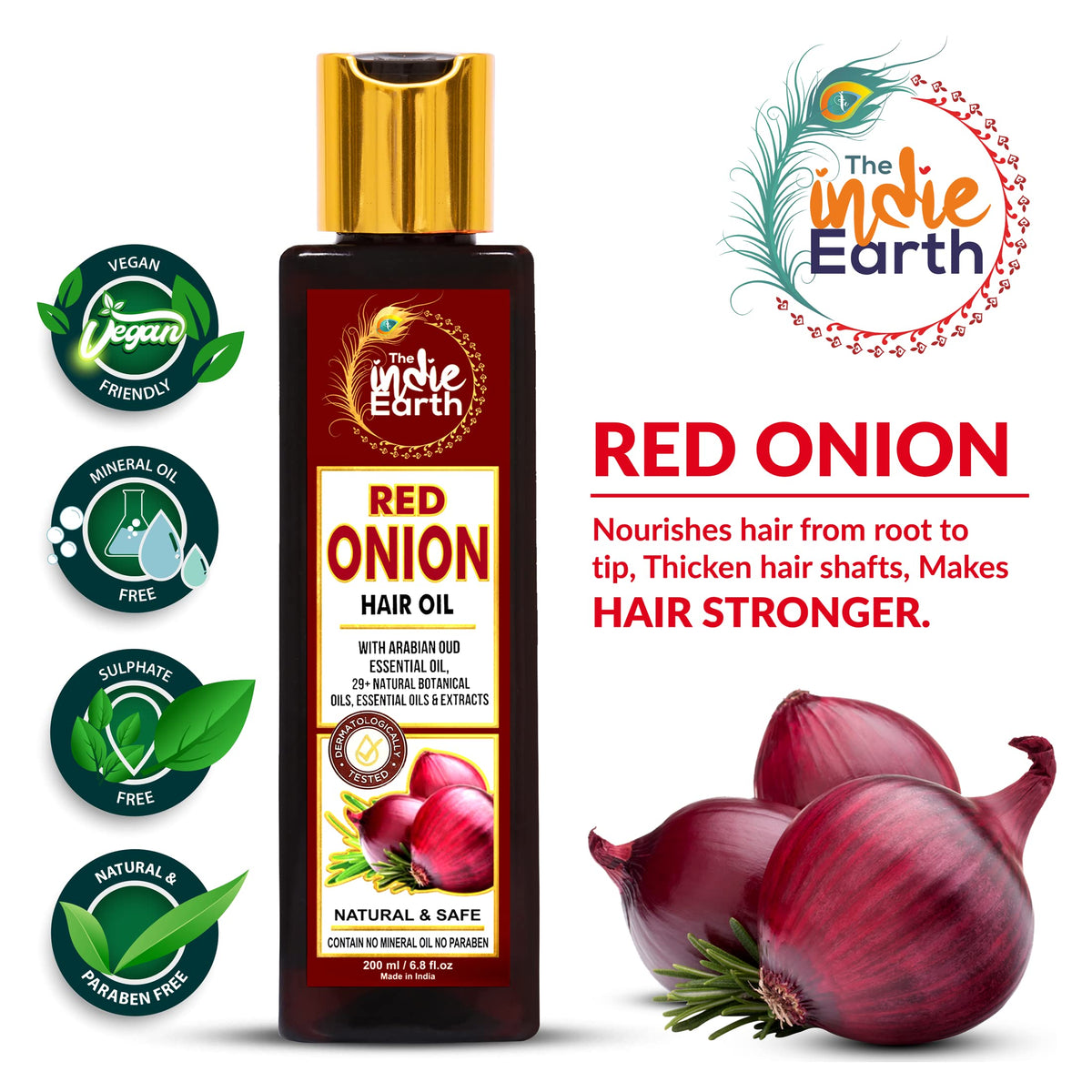 The Indie Earth ingredient spread with red onion and oils boosting growth