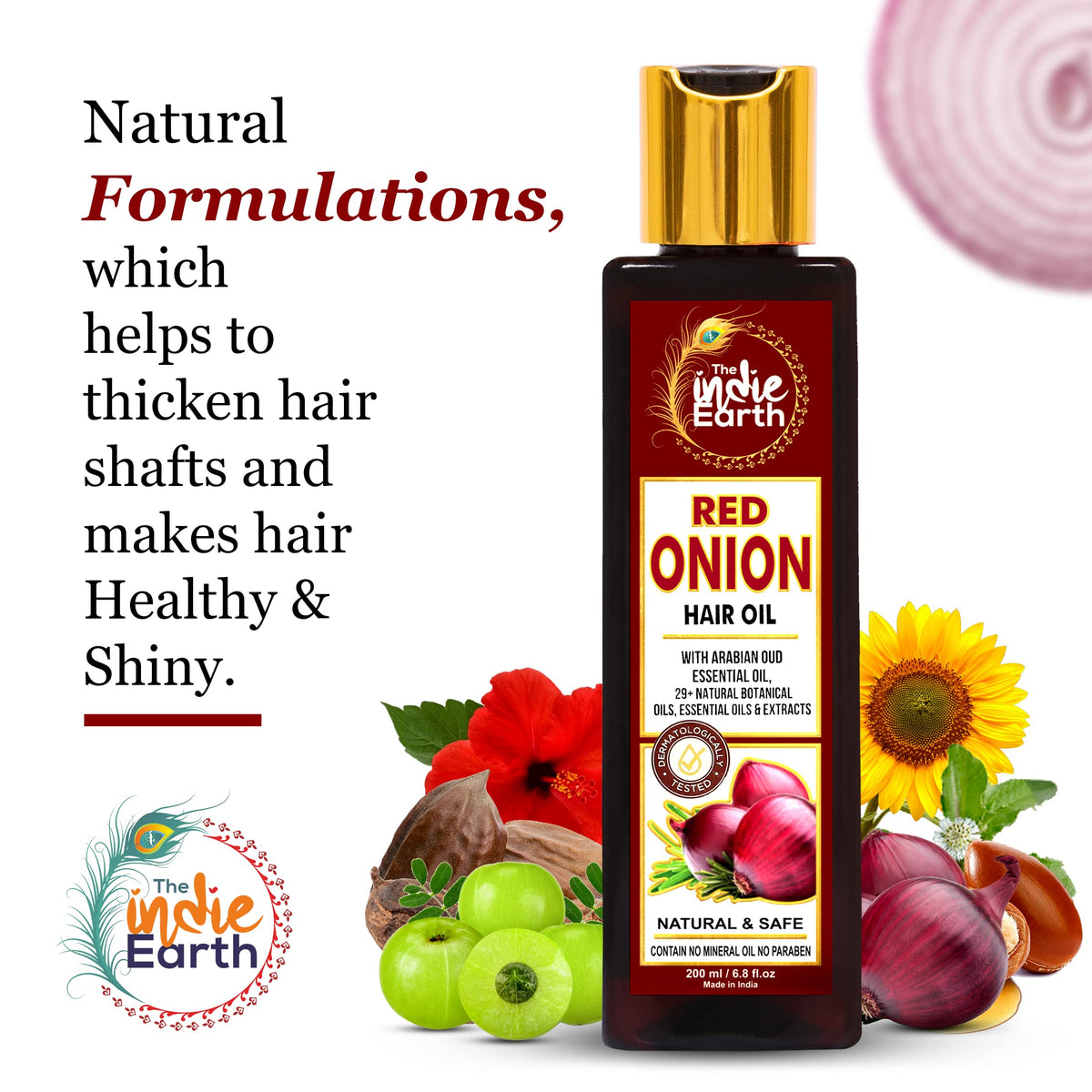 The Indie Earth product label close-up highlighting natural, chemical-free benefit