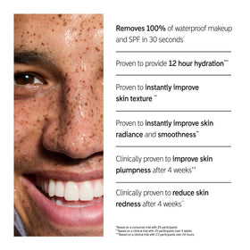 The INKEY List balm melting on fingertips showing quick oil-to-milk transformation benefit