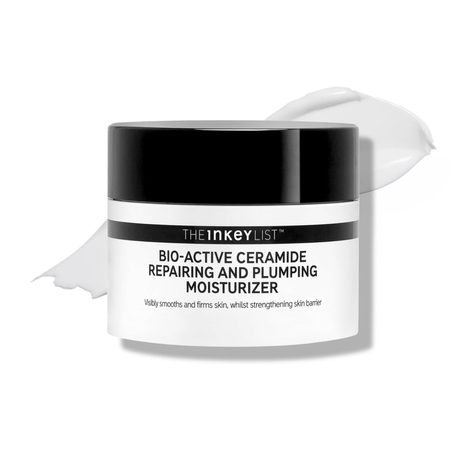 The INKEY List jar front packaging showing brand and elegant design benefit: clear product ID