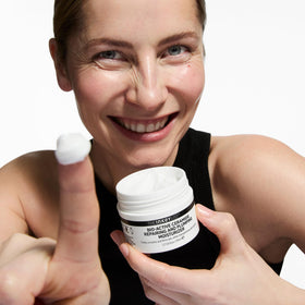 The INKEY List before and after example implying plumping and improved skin texture benefit