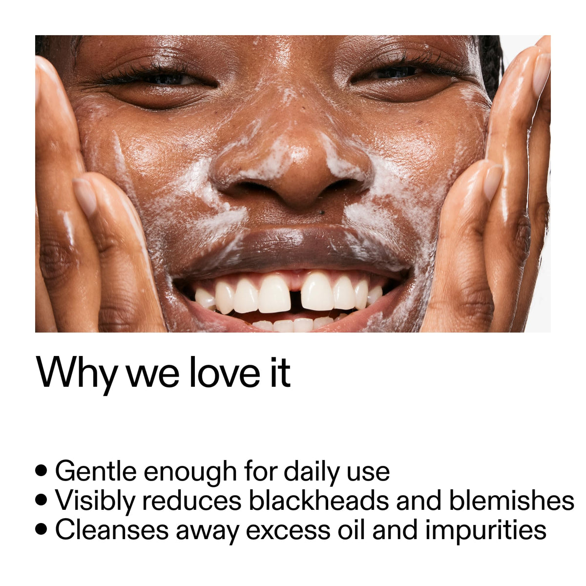 The INKEY List cleanser texture close-up, shows gentle foam for smooth cleansing
