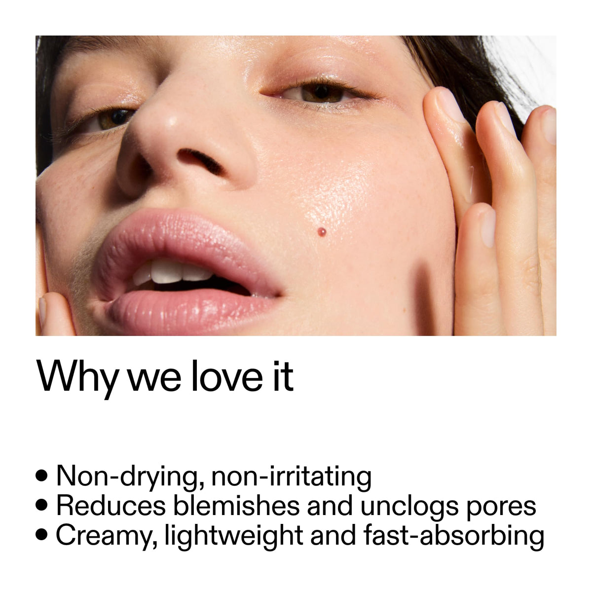 The INKEY List cream texture close-up demonstrating non-drying smoothness for easy layering under makeup