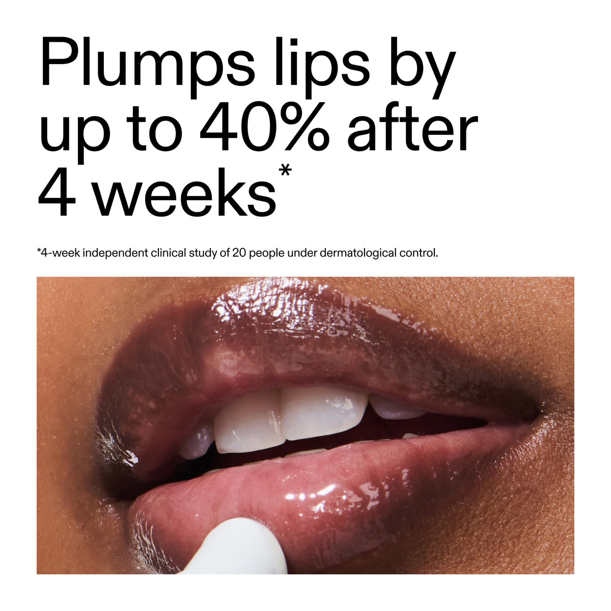 The INKEY List applied on lips demonstrating natural tint and fuller-looking shape