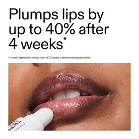 The INKEY List applied on lips demonstrating subtle mocha tint and fuller-looking benefit