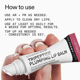 The INKEY List lip balm held in hand to show size and travel-friendly benefit