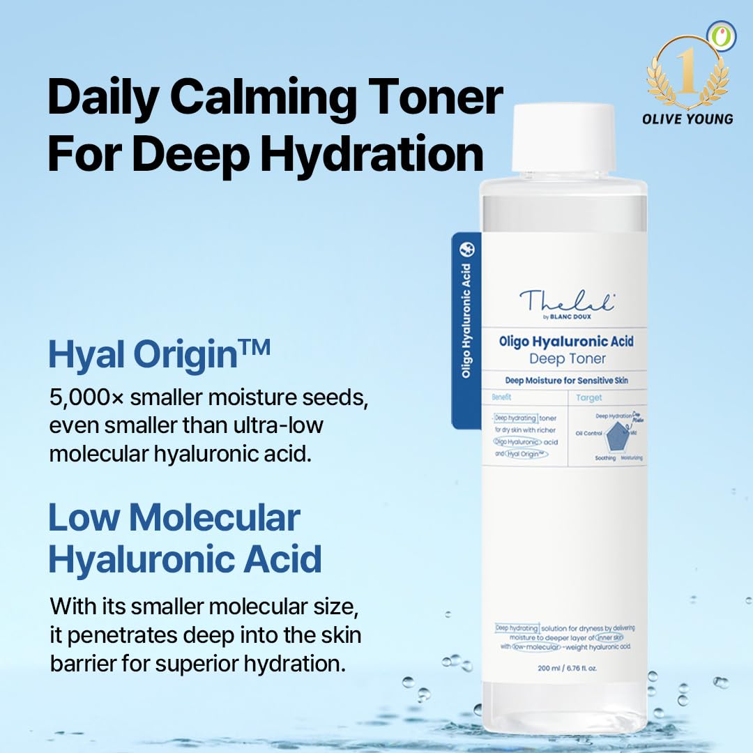 THE LAB BY BLANC DOUX toner poured on hand demonstrating fast hydration benefit