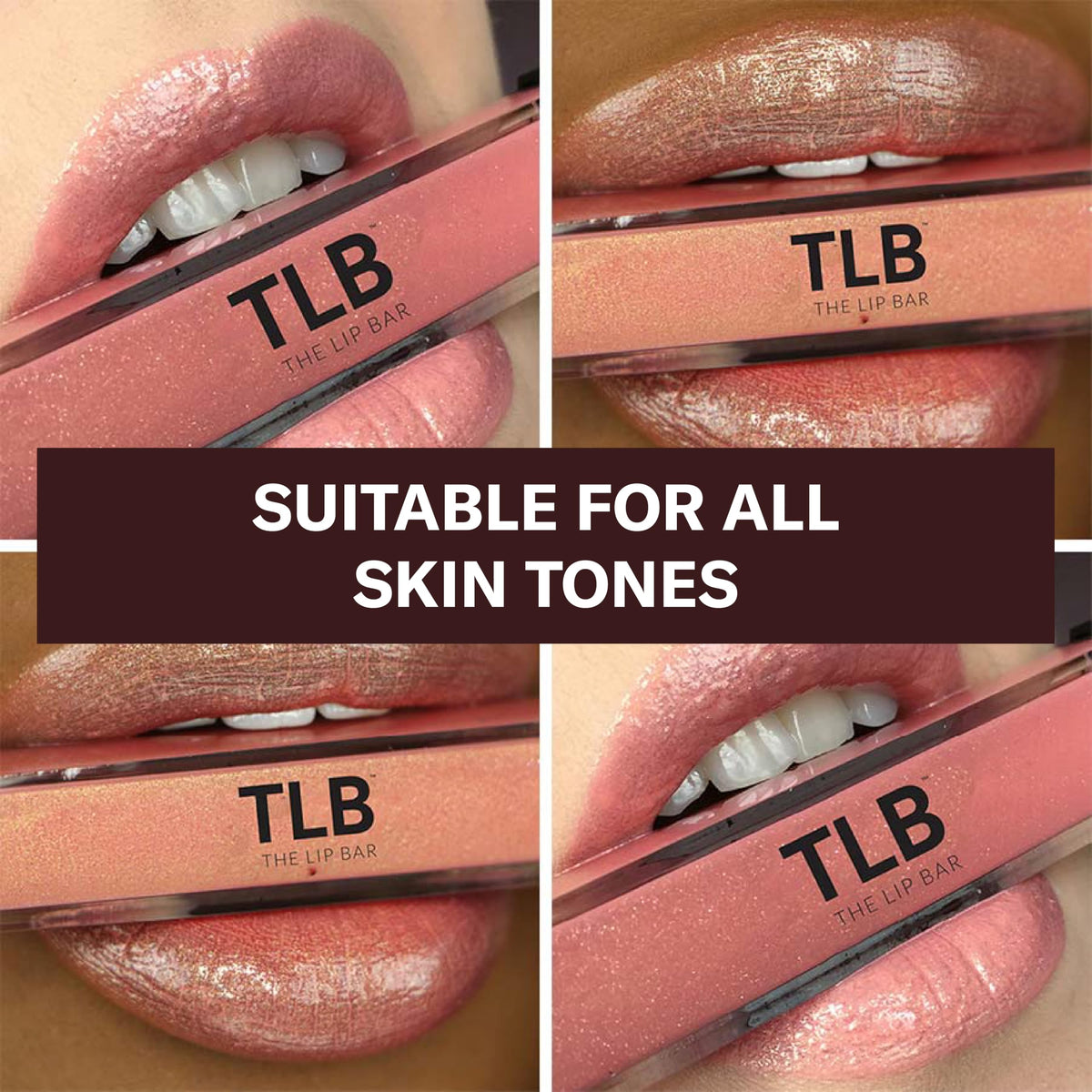 The Lip Bar gloss texture swatch highlighting shimmer-pink finish and smooth lightweight feel