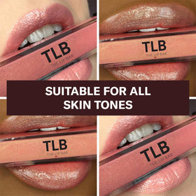 The Lip Bar gloss texture swatch highlighting shimmer-pink finish and smooth lightweight feel