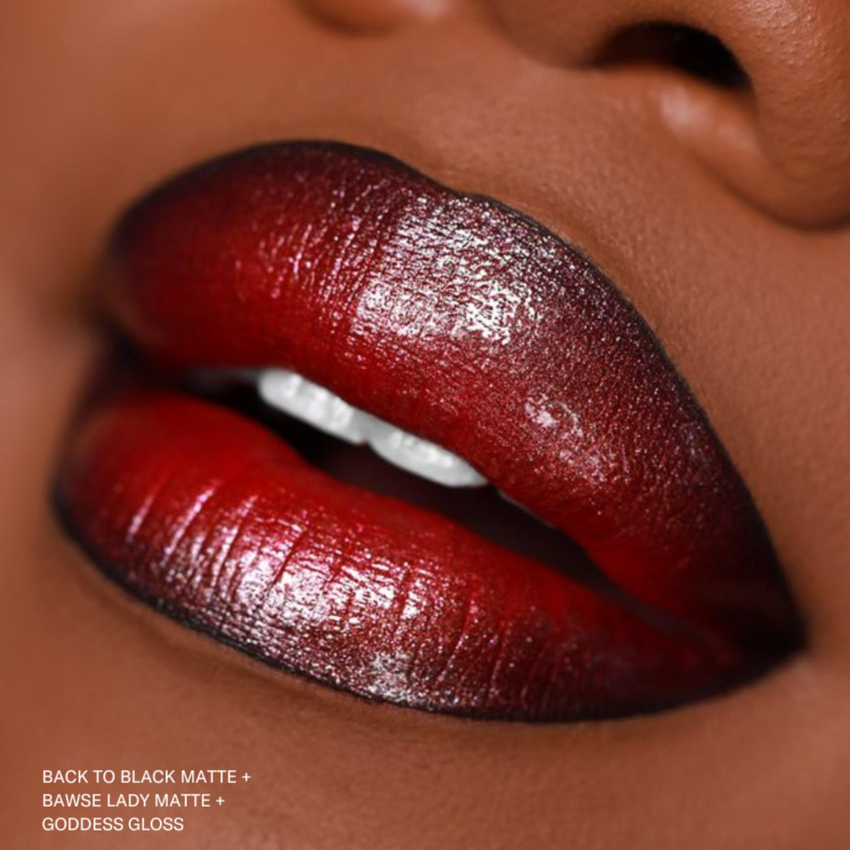 The Lip Bar layered with gloss showing how to add shine without losing color intensity