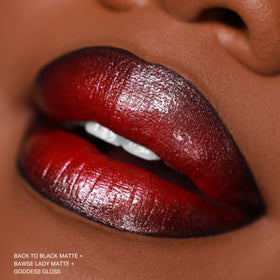The Lip Bar layered with gloss showing how to add shine without losing color intensity