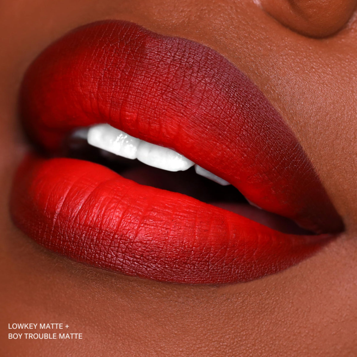 The Lip Bar Boy Trouble next to a coin to show .24 fl oz size and travel-friendly benefit
