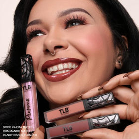 The Lip Bar Commando next to coin displaying compact .24 fl oz travel size