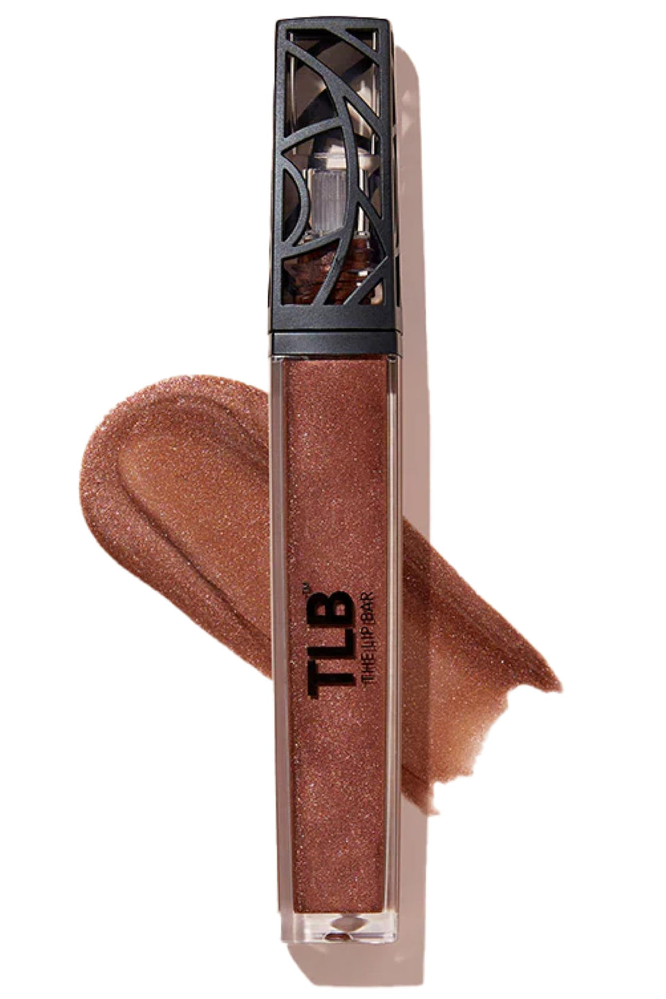 The Lip Bar front packaging showing brown shimmer gloss and benefit of high shine