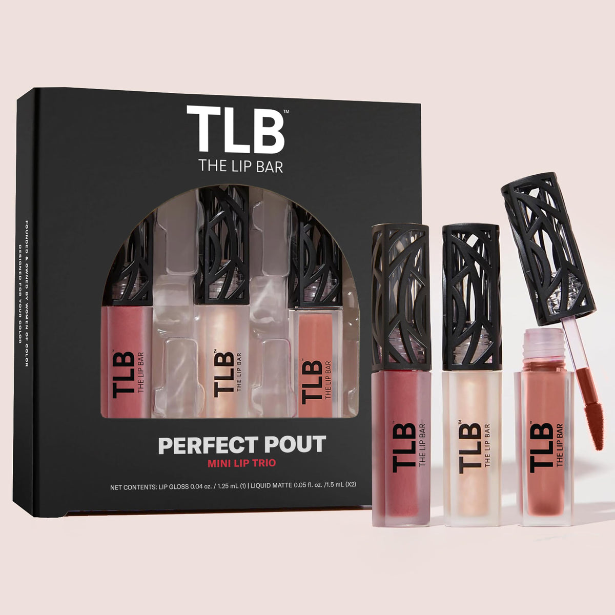 The Lip Bar front packaging mini trio showing full set and value