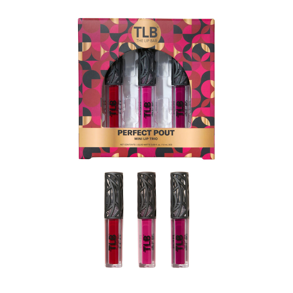 The Lip Bar front packaging showing three mini tubes and gift box for easy gifting