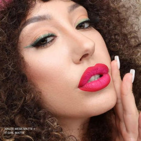 The Lip Bar Haute Mess in a lifestyle evening look for statement color and confidence