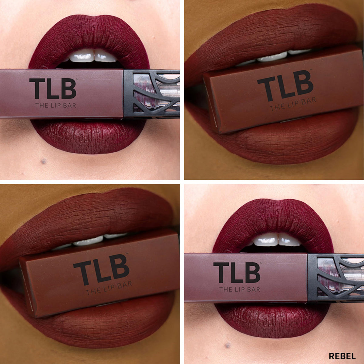 The Lip Bar mini in hand next to credit card showing portable size benefit