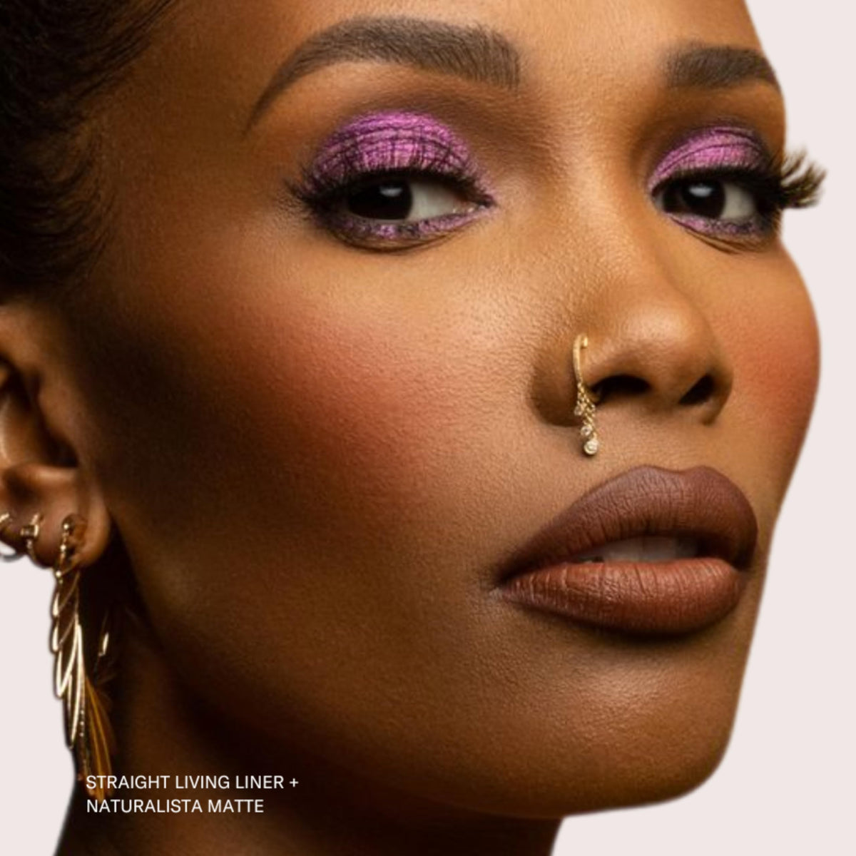 The Lip Bar applied on model lips side profile showing finish and confidence boost