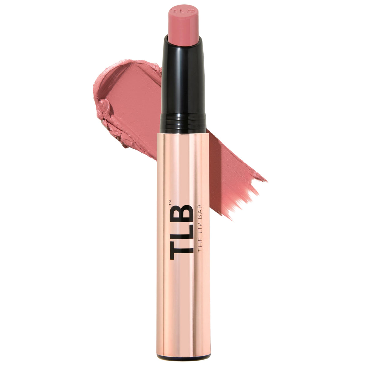 The Lip Bar front packaging showing Muse deep berry and compact design benefit: easy storage