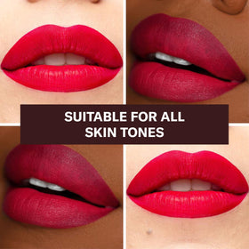 The Lip Bar Rich Auntie applicator closeup highlighting precision tip benefit: clean lip lines